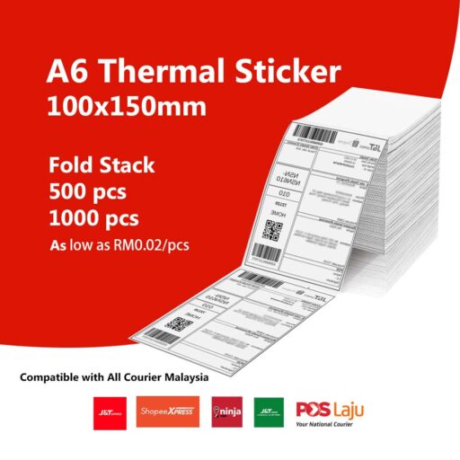 A6 thermal paper airwaybil sticker 100 x 150mm